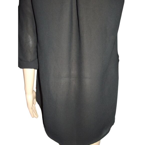 Cato Tunic Blouse Womens Small black burnt orange print semi sheer long sleeve - Picture 11 of 14